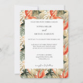Orange Red Tropical Jungle Floral Wedding Einladung (Vorderseite)