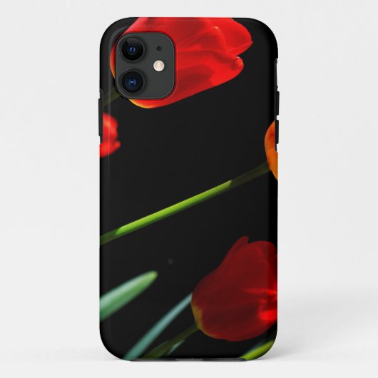 Orange Red Tulip Blume Schwarzer Hintergrund Case-Mate iPhone Hülle (Rückseite)