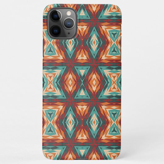 Orange Red Turquoise Ethnic Mosaic Art Pattern iPhone Hülle (Rückseite)