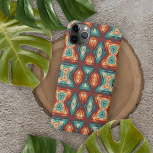 Orange Red Turquoise Ethnic Mosaic Art Pattern iPhone 11Pro Max Hülle