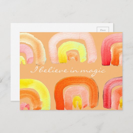 Orange Regenbogenretro-Zitat Postkarte (Vorne/Hinten)