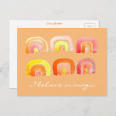Orange Regenbogenretron Inspiration Zitat Postcard Postkarte (Vorne/Hinten)