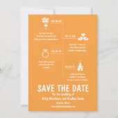 Orange Relationship Timeline Wedding Save the Date Einladung (Vorderseite)