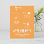 Orange Relationship Timeline Wedding Save the Date Einladung (Stehend Vorderseite)
