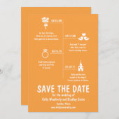 Orange Relationship Timeline Wedding Save the Date Einladung (Vorne/Hinten)