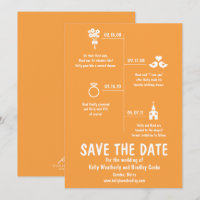 Orange Relationship Timeline Wedding Save the Date