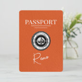 Orange Reno Passport Save the Date (Stehend Vorderseite)