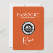 Orange Reno Passport Save the Date (Vorderseite)