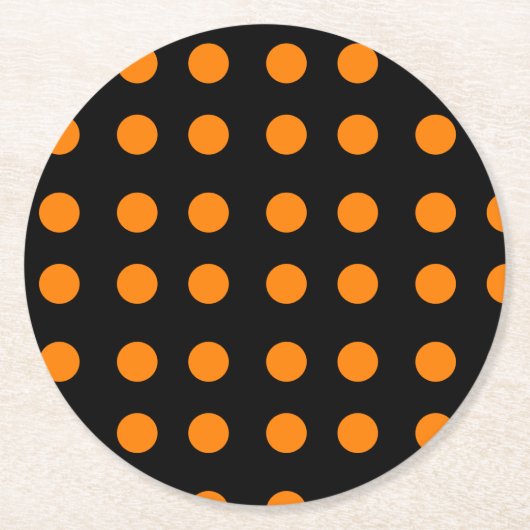 Orange Repetitive Dots Runder Pappuntersetzer (Vorderseite)