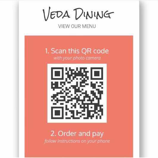 Orange Restaurant Menü Scan Bestellung QR-Code Auf Aufkleber (Vorderseite)