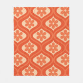 Orange Retro 70er Blume auf Ogemuster Fleecedecke (Vorderseite)