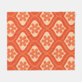 Orange Retro 70er Blume auf Ogemuster Fleecedecke (Vorderseite (Horizontal))