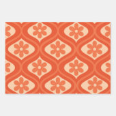 Orange Retro 70er Blume auf Ogemuster Geschenkpapier Set (Vorderseite 3)