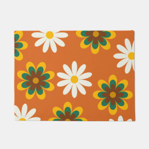 Orange Retro 70er Blume Fußmatte