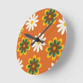 Orange Retro 70er Blume Runde Wanduhr (Winkel)