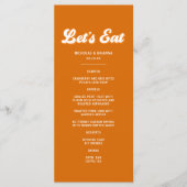 Orange Retro 70er Boho Groovy Disco Menükarte (Vorderseite)