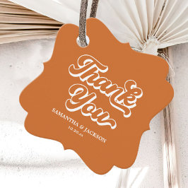 Orange Retro 70er Boho Vielen Dank für Ihre Hochze Geschenkanhänger