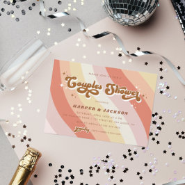 Orange Retro 70er Couples Dusche Einladung