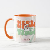 Orange Retro 70er Themed Merry Vibes Individuelle Tasse (Links)