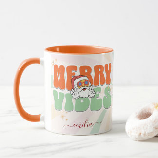 Orange Retro 70er Themed Merry Vibes Individuelle Tasse