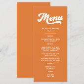 Orange Retro 70er Wedding Menükarte (Vorne/Hinten)