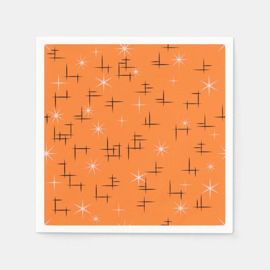 Orange Retro Atomzeitmuster Serviette (Vorderseite)