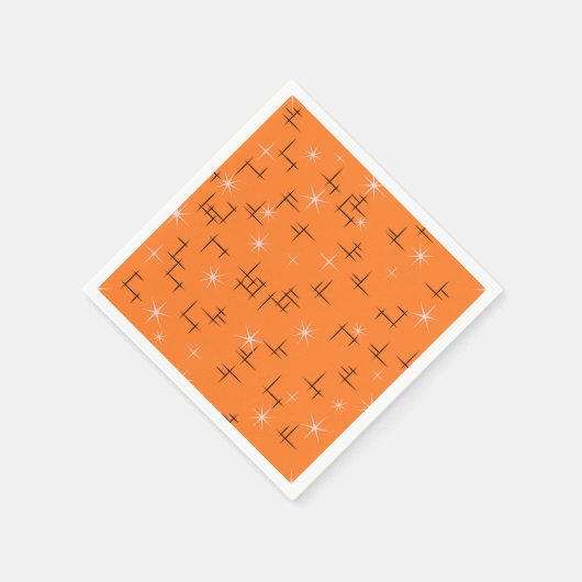 Orange Retro Atomzeitmuster Serviette (Ecke)