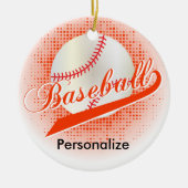 Orange Retro Baseball-Art Keramikornament (Vorne)