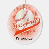 Orange Retro Baseball-Art Keramikornament (Links)