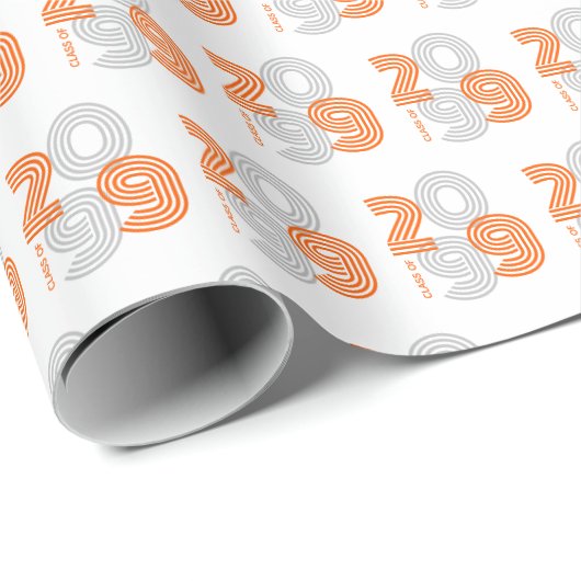Orange Retro Big Numbers Class Geschenkpapier (Rolleneckpunkt)