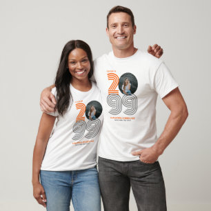 Orange Retro Big Numbers Class of Senior Foto T-Shirt