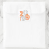 Orange Retro Big Numbers Class Quadratischer Aufkleber (Tasche)