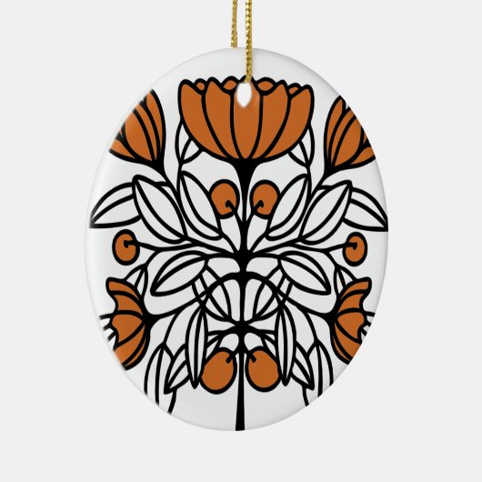 Orange Retro Blume Keramik Ornament (Rechts)