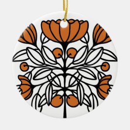 Orange Retro Blume Keramik Ornament