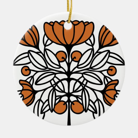 Orange Retro Blume Keramik Ornament (Vorne)