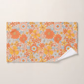 Orange Retro Blume Muster Badhandtuch Set (Handtuch)