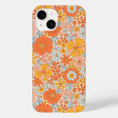 Orange Retro Blume Muster Case-Mate iPhone Hülle (Rückseite)