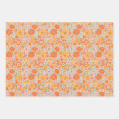 Orange Retro Blume Muster Geschenkpapier Set (Vorderseite 3)