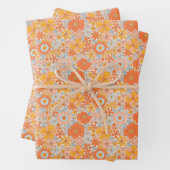 Orange Retro Blume Muster Geschenkpapier Set (Beispiel)
