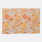 Orange Retro Blume Muster Geschirrtuch (Horizontal)