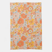 Orange Retro Blume Muster Geschirrtuch (Vertikal)