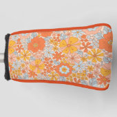 Orange Retro Blume Muster Golf Headcover (Vorderseite)