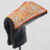 Orange Retro Blume Muster Golf Headcover (3/4 Vorderseite)