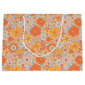 Orange Retro Blume Muster Große Geschenktüte (Vorderseite)