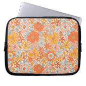 Orange Retro Blume Muster Laptopschutzhülle (Vorderseite)