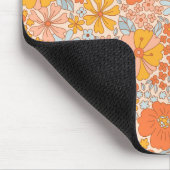 Orange Retro Blume Muster Mousepad (Ecke)