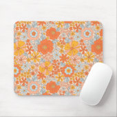 Orange Retro Blume Muster Mousepad (Mit Mouse)