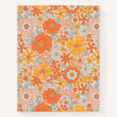 Orange Retro Blume Muster Notizblock (Vorderseite)