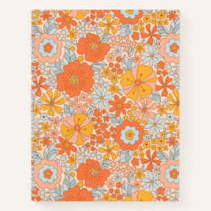 Orange Retro Blume Muster Notizblock