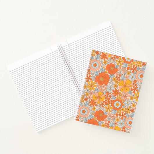 Orange Retro Blume Muster Notizblock (Innenseite)